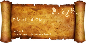 Mádi Ákos névjegykártya
